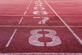 Running track closeup numbers eight