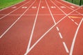 Running track, track and field or athletics track start line Royalty Free Stock Photo