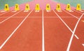 Running track with lane numbers. Royalty Free Stock Photo