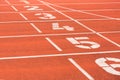 Running track with lane numbers Royalty Free Stock Photo