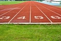 Running Track With Numbered Lanes Royalty Free Stock Photo