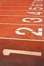 Running Track With Numbered Lanes Royalty Free Stock Photo