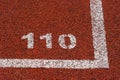 Running track rubber standard red color and white line and number 110