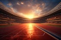 Running track stadium evening arena with crowd fans Royalty Free Stock Photo