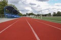 Running track at the stadium with rubber coating Royalty Free Stock Photo