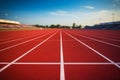 Running track in the stadium. Rubber coating. Smooth surface ready for runners. Generative AI Royalty Free Stock Photo