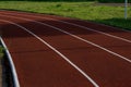 Running track in the stadium. Rubber coating. Treadmill in the fresh air. Healthy lifestyle concept. Athletes cardio