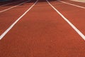 Running track in the stadium. Rubber coating. Treadmill in the fresh air. Healthy lifestyle concept. Athletes cardio Royalty Free Stock Photo