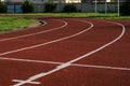 Running track in the stadium. Rubber coating. Treadmill in the fresh air. Healthy lifestyle concept. Athletes cardio