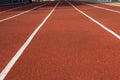 Running track in the stadium. Rubber coating. Treadmill in the fresh air. Healthy lifestyle concept. Athletes cardio Royalty Free Stock Photo