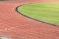 Running track in stadiums with grass Royalty Free Stock Photo