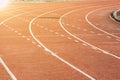 Running track in stadiums for sport. Royalty Free Stock Photo