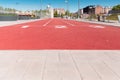 Running track texture with lane numbers at city stadium Royalty Free Stock Photo