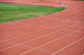 Running tracks in athletic stadium. Royalty Free Stock Photo