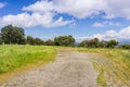 Running trail in Bedwell Bayfront Park on the shoreline of San Francisco bay Royalty Free Stock Photo