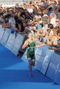 Running triathlete Henri Schoeman fighting at the finish