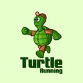 Running Turtle Cartoon Mascot Logo