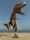 Running tyrannosaurus in desert