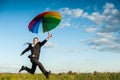 Running with umbrella