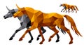 running unicorn, isolated amber image on white background