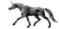 Running unicorn silver in low poly style