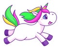 Running unicorn. Magic fairytale creature. Sweet character