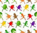 Running vegetables pattern seamless. Broccoli and Eggplant is running background. Sports vegetable. Potato and Onion. bell pepper
