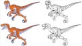 Running Velociraptor Cartoon Mascot Set Royalty Free Stock Photo