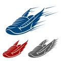 Running winged shoe icons with speed and motion trails Royalty Free Stock Photo