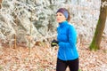 Running in the wintry forest