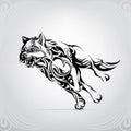 The running wolf in an ornament. vector illustration Royalty Free Stock Photo