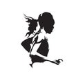 Running woman, abstract isolated vector silhouette. Run logo Royalty Free Stock Photo