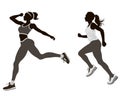 Running woman, abstract vector silhouette Royalty Free Stock Photo