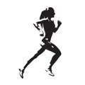 Running woman, abstract vector silhouette