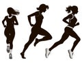 Running woman, abstract vector silhouette Royalty Free Stock Photo