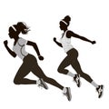 Running woman, abstract vector silhouette Royalty Free Stock Photo