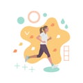 Running woman. Autumn fashion abstract vector composition