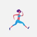 Running woman cartoon character sportswoman activities isolated healthy lifestyle concept full length flat