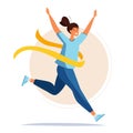 Running woman finish. Royalty Free Stock Photo