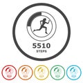 Running woman fitness sign, color set Royalty Free Stock Photo