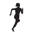 Running woman front view vector silhouette Royalty Free Stock Photo
