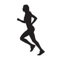 Running woman, isolated vector silhouette. Side view. Run, girl Royalty Free Stock Photo