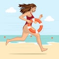 Running woman - lifeguard Royalty Free Stock Photo