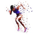 Running woman, low polygonal athlete