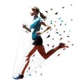 Running woman, low polygonal athlete