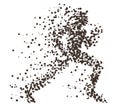 Running woman particle divergent silhouette. Can be used for Sport and Fitness club poster, for logo, t-shirt design