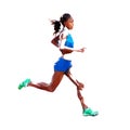 Running woman, polygonal vector illustration, side view