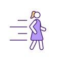Running woman RGB color icon.