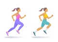 The running woman set. Flat vector illustration. Royalty Free Stock Photo