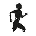 Running woman, side view, isolated vector silhouette. Run Royalty Free Stock Photo